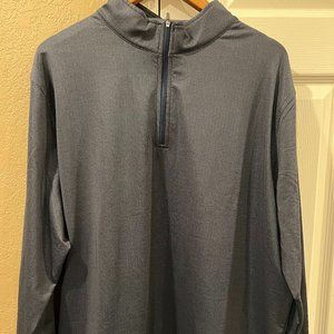 Peter Millar Herringbone 1/4 zip pullover Navy/Gray XXL